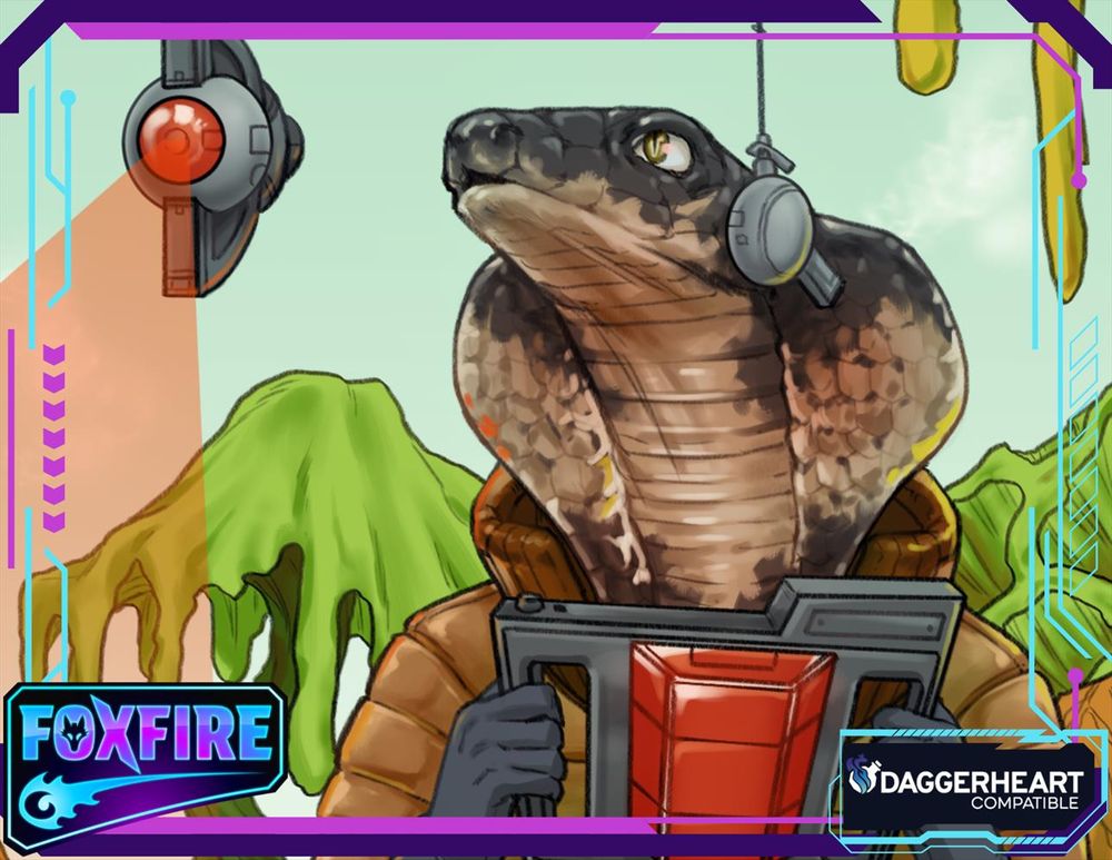 Ad card for Foxfire from Underground Oracle Publishing featuring furry art by Kendal Gates. 