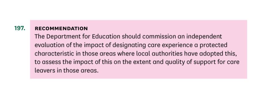 Screen shot of recommendation in report