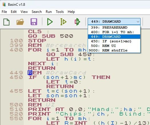 ZX Spectrum Sinclair Basic IDE with Emulator Basinc 1.8 screenshot