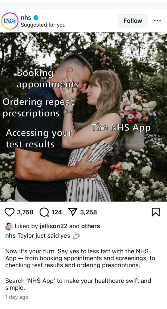 Nhs app ad likens it to taylor swift saying yes