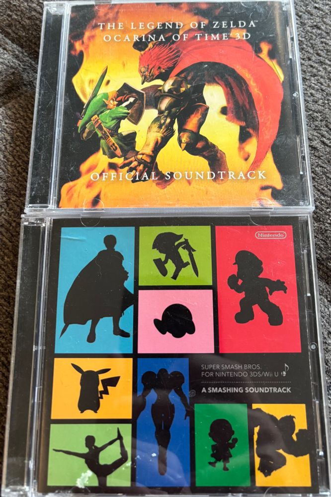 CD Jewel Cases for the soundtracks for Super Smash Brother for 3DS / Wii U & Ocarina of Time 3D