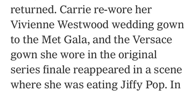 From an article on the clothes from “And just like that…”