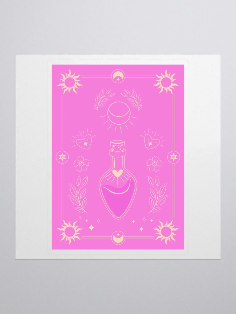 Pic of Tarot-inspired sticker featuring a Pink Magic Potion.