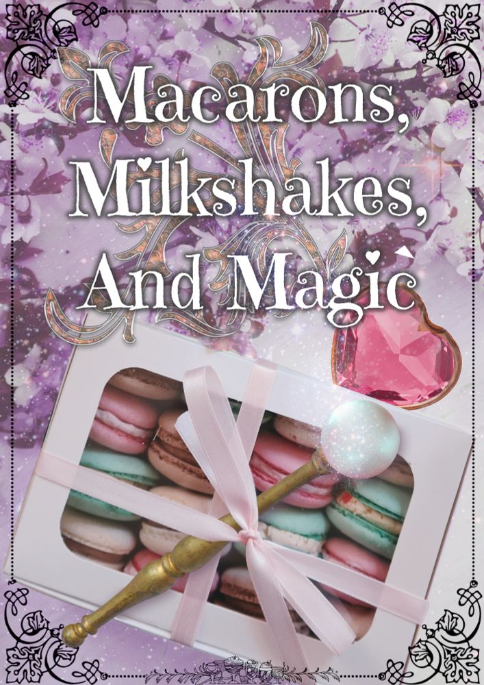 Macarons, Milkshakes And Magic cover, showing a magical girl wand sitting on a box of cookies.