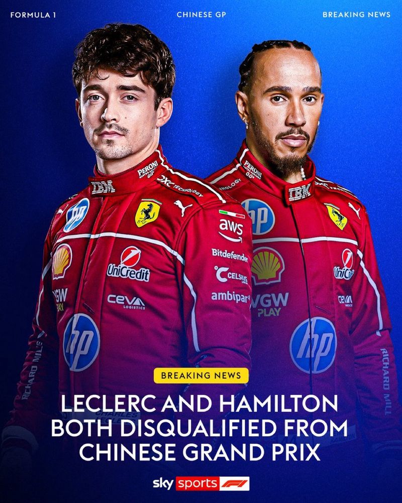 Sky Sports F1:
"Leclerc and Hamilton (And Gasly) disqualified from Chinese Grand Prix"
