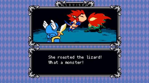 A fire breathing lizard lady is roasting a lizard! Sir Solomon looks at her in admiration, but also a bit annoyed. Because he would've totally handled it on his own.