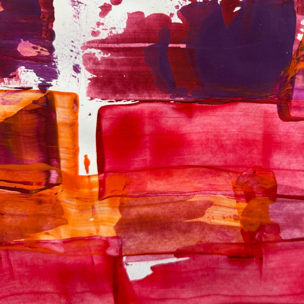 Darstellung der Farben Rot, Orange, Lila und Pink als gemaltes Bild
