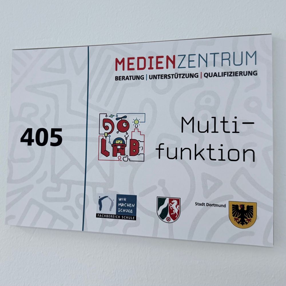 Raumschild im Medienzentrum Dortmund