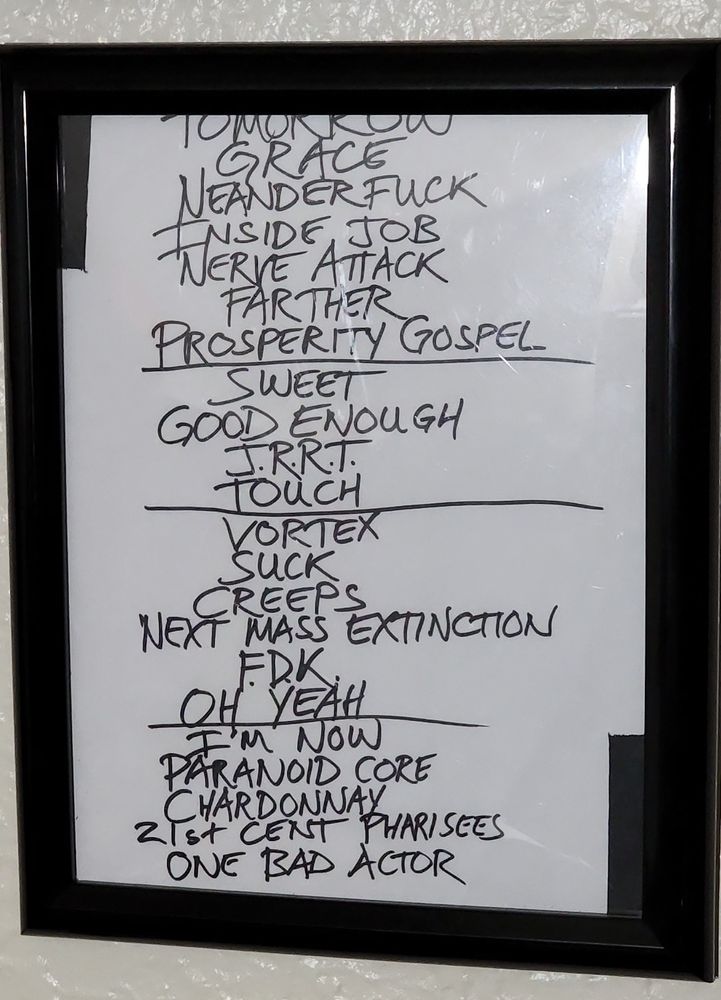 Framed set list from the Mudhoney show. 