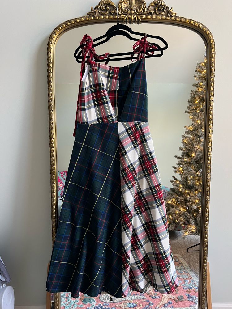 Plaid holiday dress. 