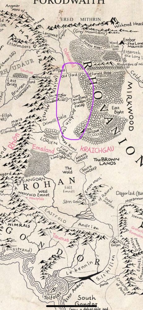 Das Anduintal zwischen dem Düsterwald, dem Nebelgebirge und Lorien ist makiert 