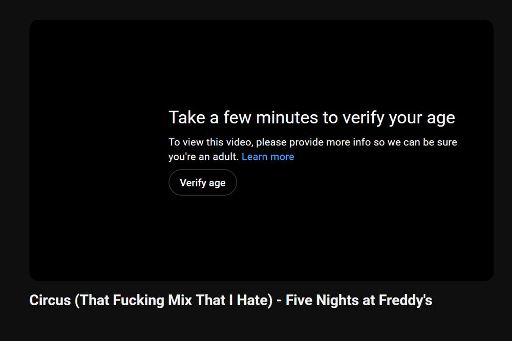 youtube screenshot where im trying to watch my beloved siivagunner rips and then its like hey buddy give us your ID and personal info so we can prove you're not a minor or something