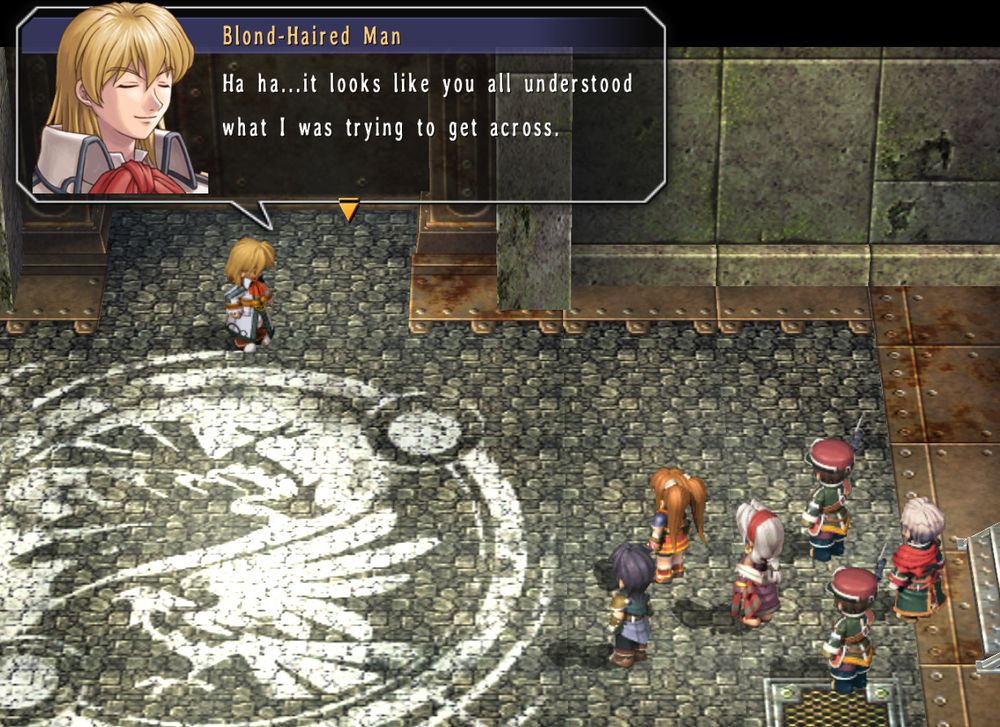 Trails in the Sky
Blond-Haired Man: Ha ha... it looks like you all understood what I was trying to get across.