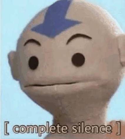 Muppet aang from avatar with the caption “complete silence”