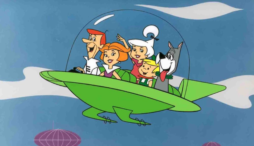 Jetson's flying 'car' with the whole family on board.