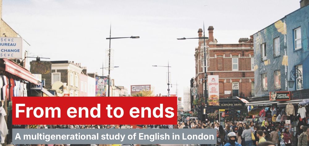 Photograph of London's East End with multicultural crowds in a market