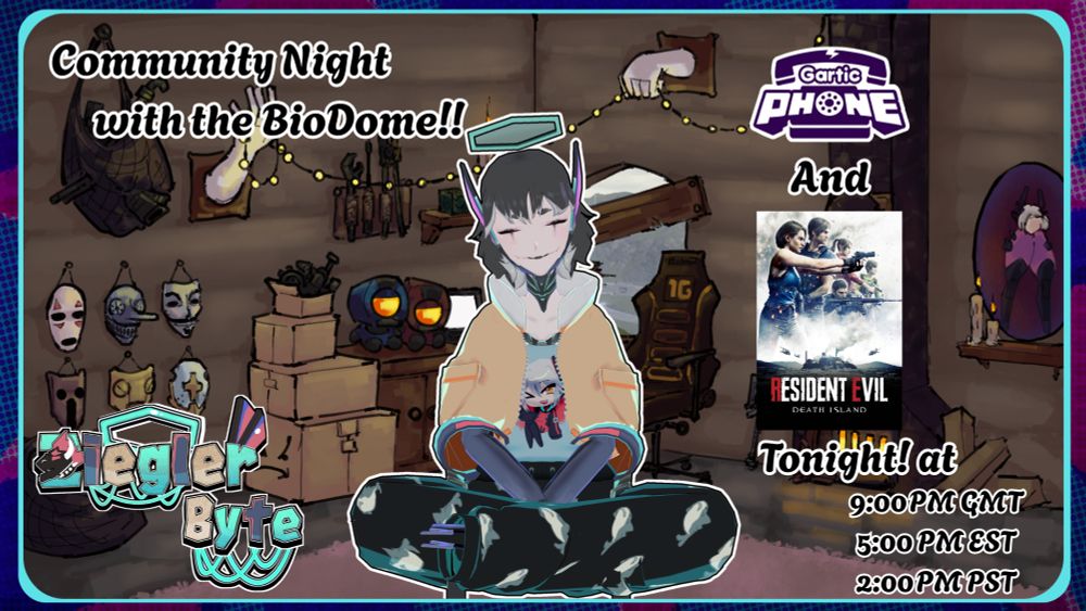 A Thumbnail Showcasing Community night in Ziegler's Biodome Discord
With Gartic Phone and Resident Evil: Death Island