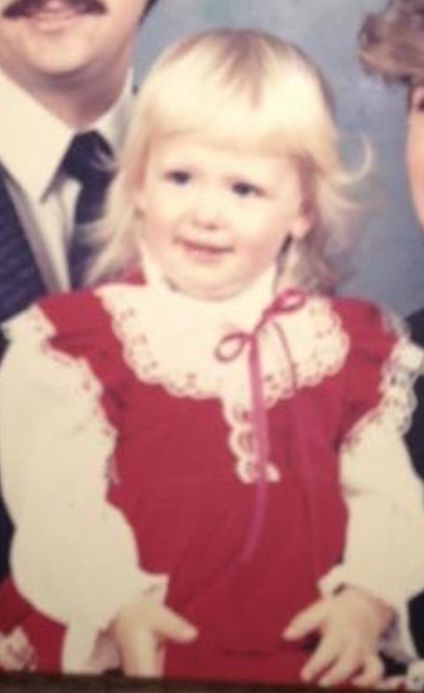 80s baby with platinum blonde hair 