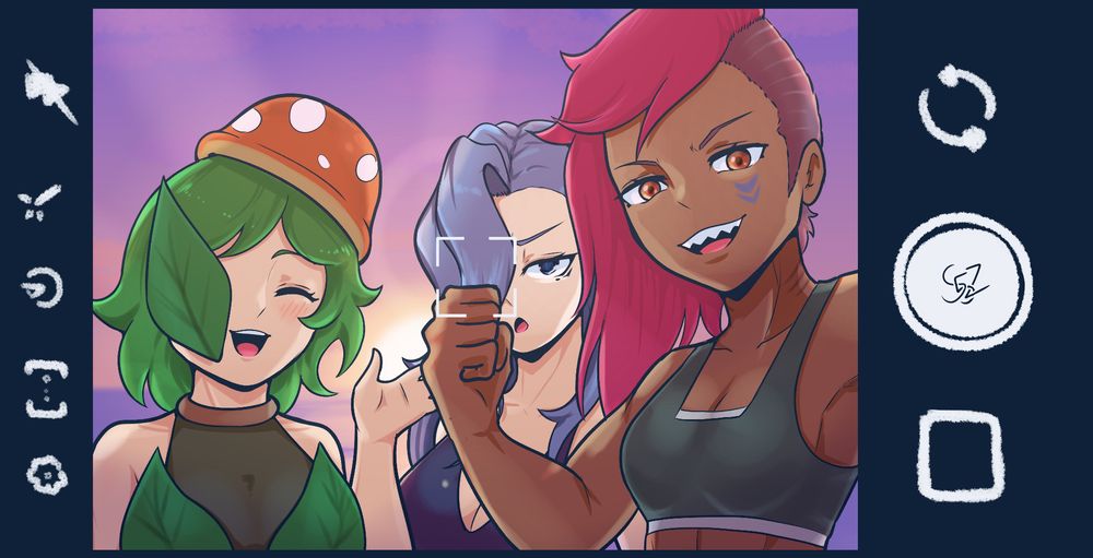 Team Ice Crown taking a selfie at the beach.
Vand is holding the phone while smiling at the camera.
Roza too is happy to be with her friends.
Estelle is annoyed not being the center of atention.