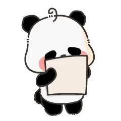 a panda bear is holding a paper with a heart on it .