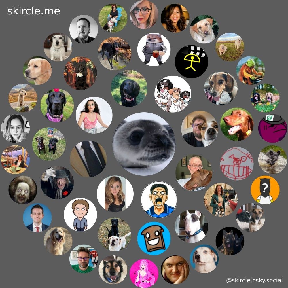 @deep-thought.bsky.social's  skircle

Inner Circle:
@kwoade.bsky.social
@noscoredraws.bsky.social
@jenbren.bsky.social
@quantick.bsky.social
@soozuk.bsky.social
@ronjathespaniel.bsky.social
@bunsenbernerbmd.bsky.social
@alistaircoleman.bsky.social

Middle Circle:
@rexthetvterrier.bsky.social
@happytoast.bsky.social
@bogeybirdielabs.bsky.social
@edmorrish.bsky.social
@fubsyshabaroon.bsky.social
@rileyandwillowbark.bsky.social
@ted-e-bear.bsky.social
@peggy-spaniel2024.bsky.social
@shadowlakedog.bsky.social
@manmademoon.bsky.social
@almeriamovies.bsky.social
@lolapatolla.bsky.social
@vizslaspgh.bsky.social
@dempster2000.bsky.social
@elleryface.bsky.social

Outer Circle:
@camillesevian.bsky.social
@caseychasem.bsky.social
@martinnutbeem.bsky.social
@bettynpearl.bsky.social
@mattgertz.bsky.social
@wefail.bsky.social
@snig.bsky.social
@agirlcalledlina.bsky.social
@bertielakeland.bsky.social
@bertslegacy.bsky.social
@pennylanepup.bsky.social
@skirwingle.bsky.social
@lisaburkin.bsky.social
@irradiatedmouse.bsky.social
@lepapillonblue.bsky.social
@dazwhitehead1.bsky.social
@wilfandernie.bsky.social
@muppethistory.bsky.social
@ollyandriver.bsky.social
@junlper.bsky.social
@bruadarach-labs.bsky.social
@simpsonsqotd.bsky.social
@jackandtimos.bsky.social
@kodaeris.bsky.social
@weratedogs.com
@daraobriain.bsky.social