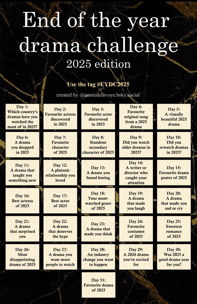 End of the year drama challenge 2025

Day 1: Which country's dramas have you watched the most of in 2025?
