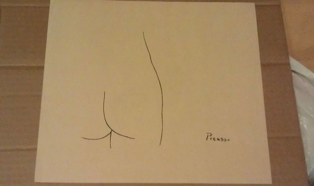 Four lines in the form or a bum with Picasso's signature next to it