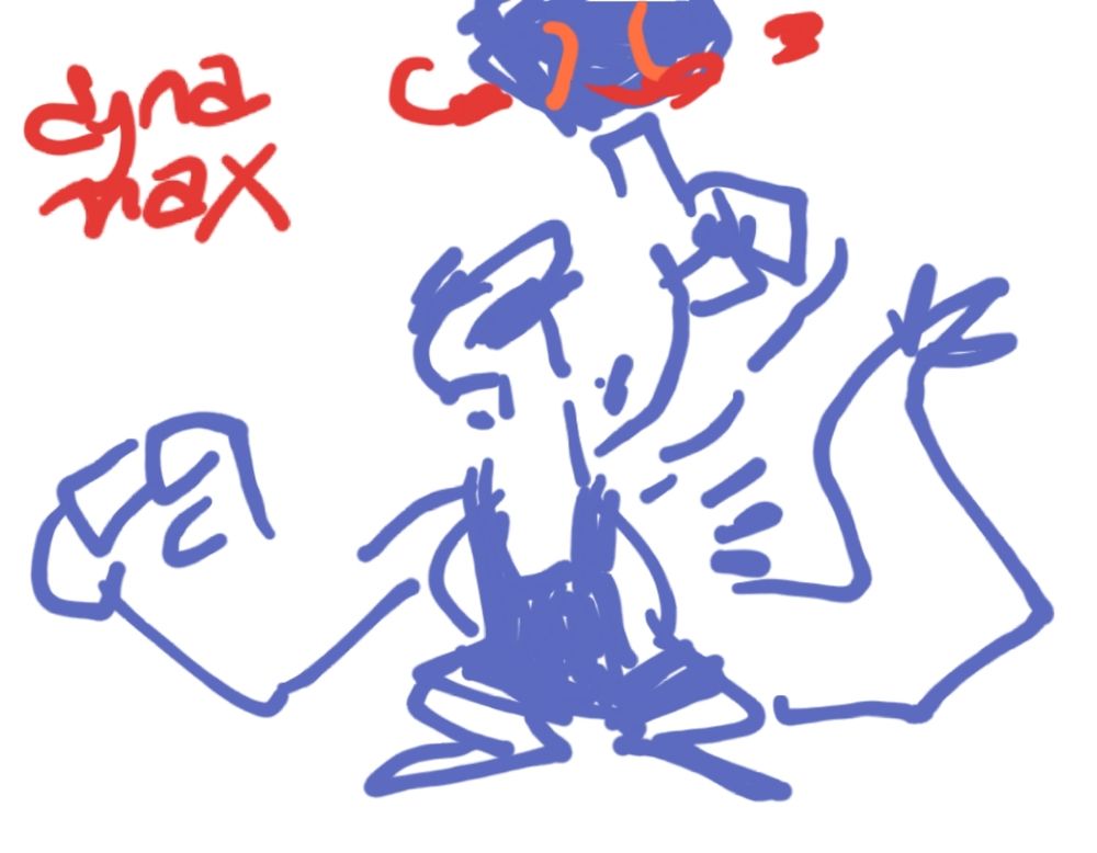 A sketch of a fake dynamax form of lugia that resembles a basketball player