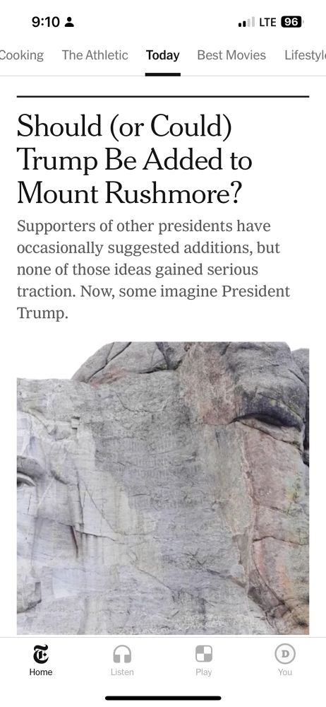 NYT article today: Should (or Could) Trump be added to Mount Rushmore?