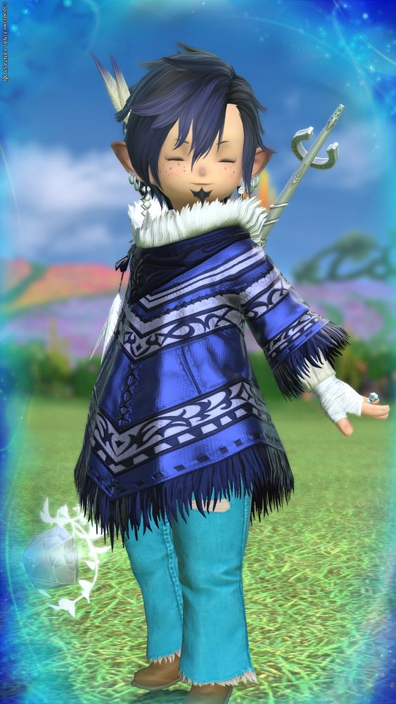 Lalafell Aqua Vitae posing in a field