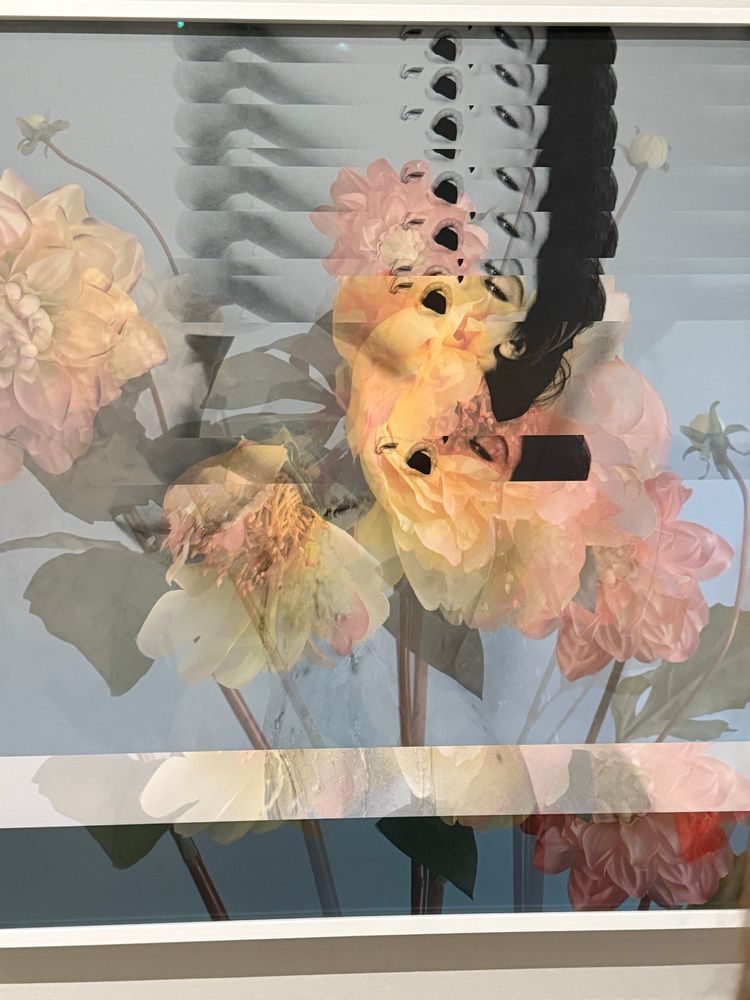 Digital work with flowers and faces repeating