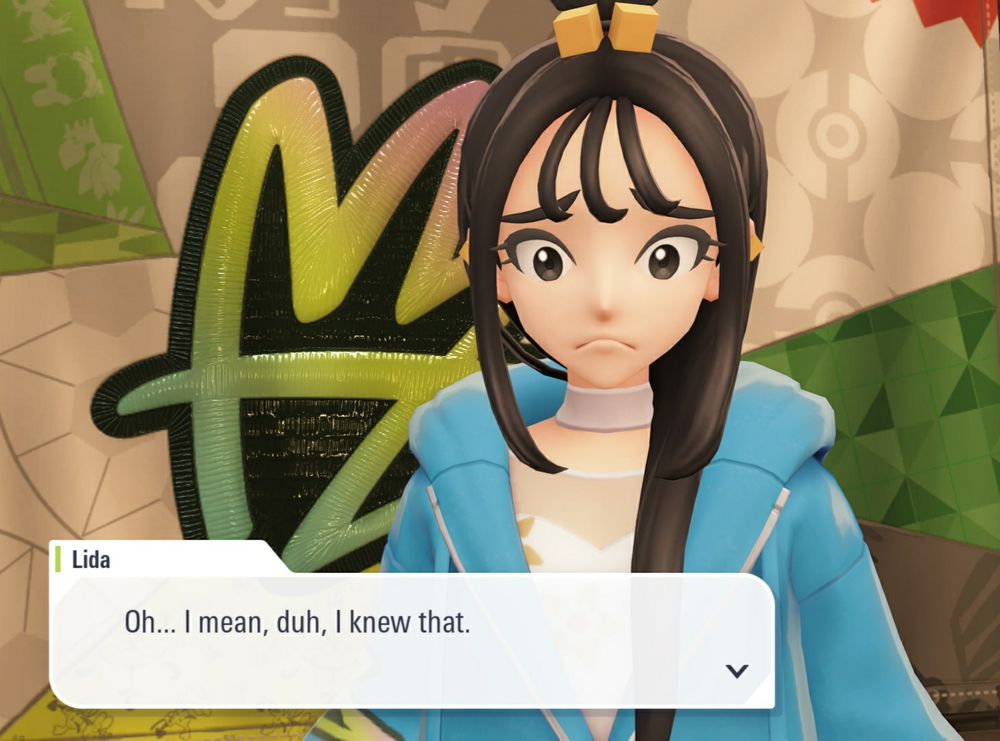 Lida making a sad face, saying, "Oh... I mean, duh, I knew that."