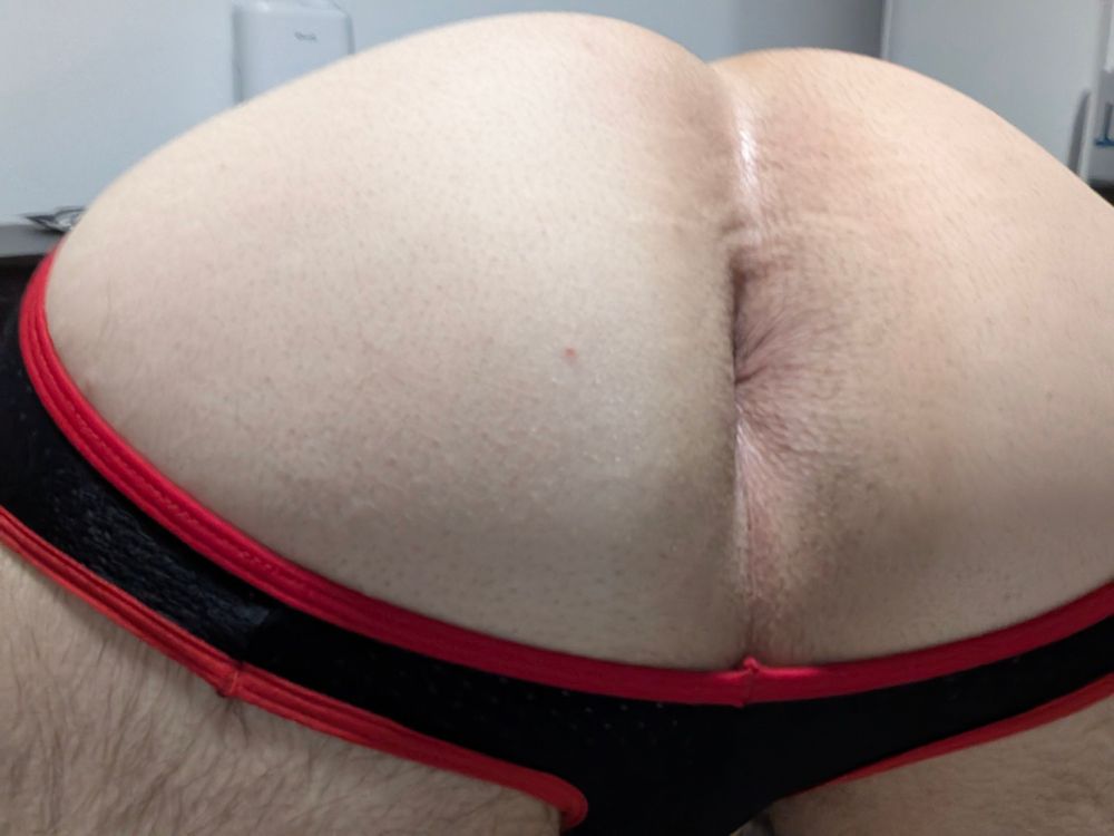 Close up of my butthole while wearing a jockstrap