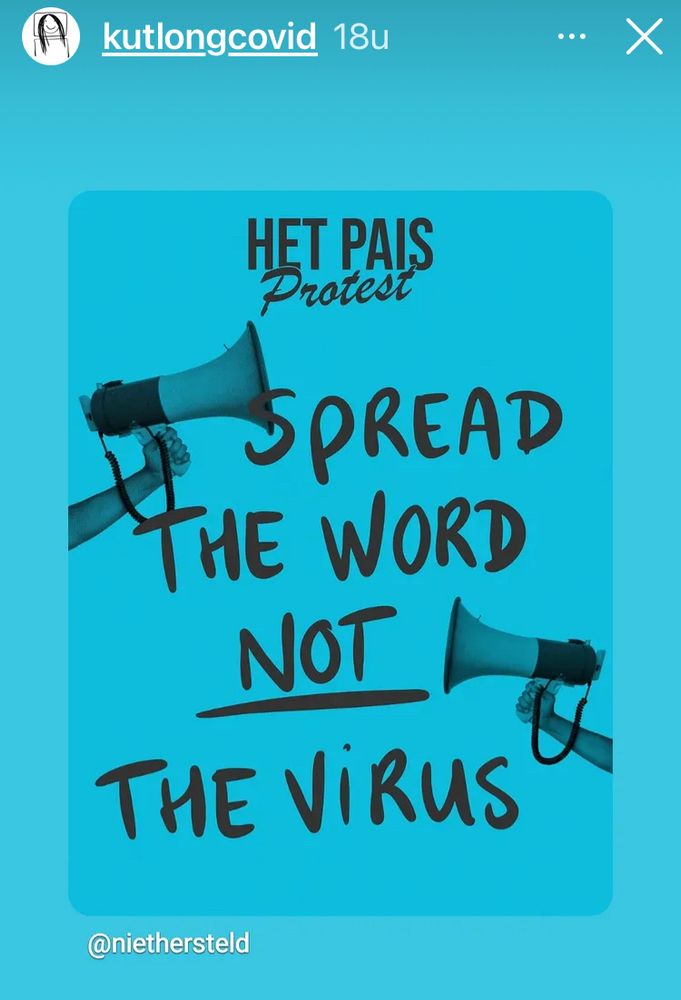 Poster: 2 megafoons met daarbij de tekst: Het PAIS protest  Spread the word not the virus