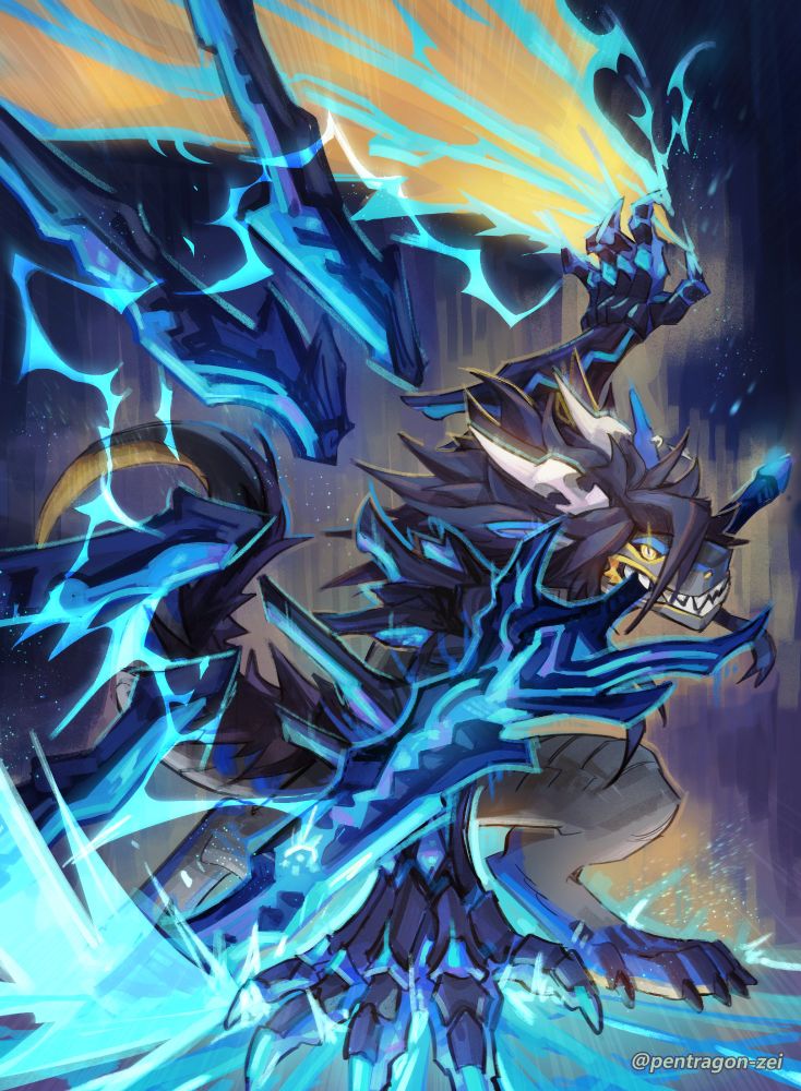 Attack on Tokyozilla's dragon OC, Neo!! An anthro dragon tearing the void in one hand and blasting energy with the other. She has crystal wings floating at the back and is wielding a giant sword by her fangs. A piece i'm very proud of! With so many parts, it was nerve wrackin to know if things will eggtually fit together, ah ha