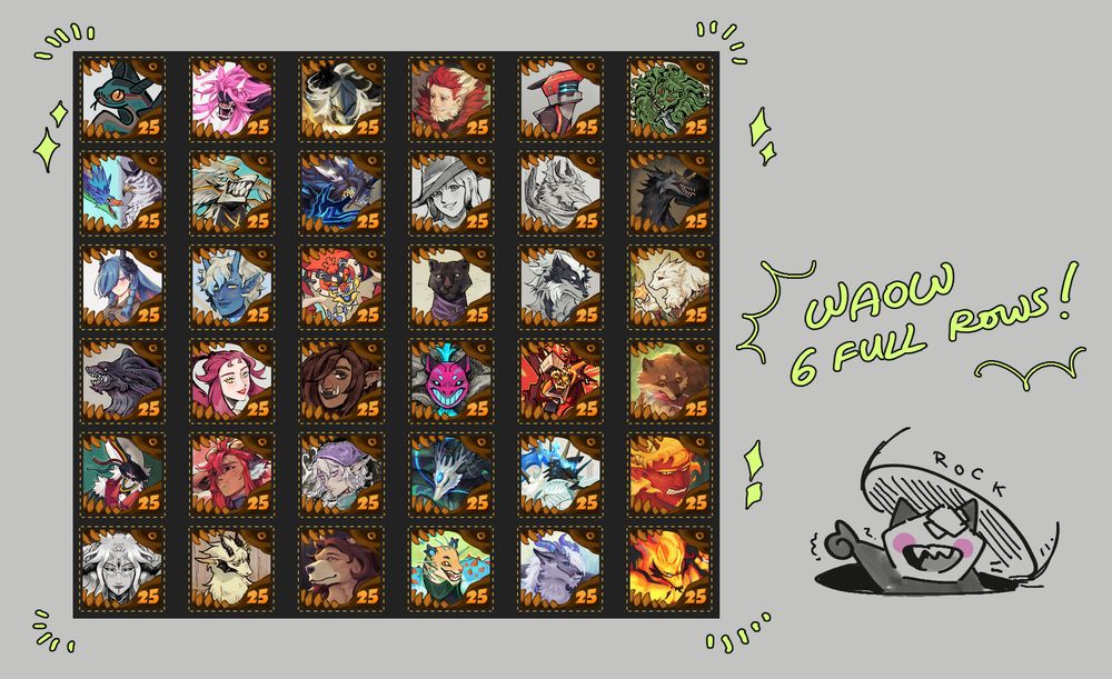A 6x6 thumbnail of my artfight 2025 attacks & revenges