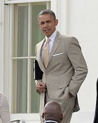 President Obama in his tan suit