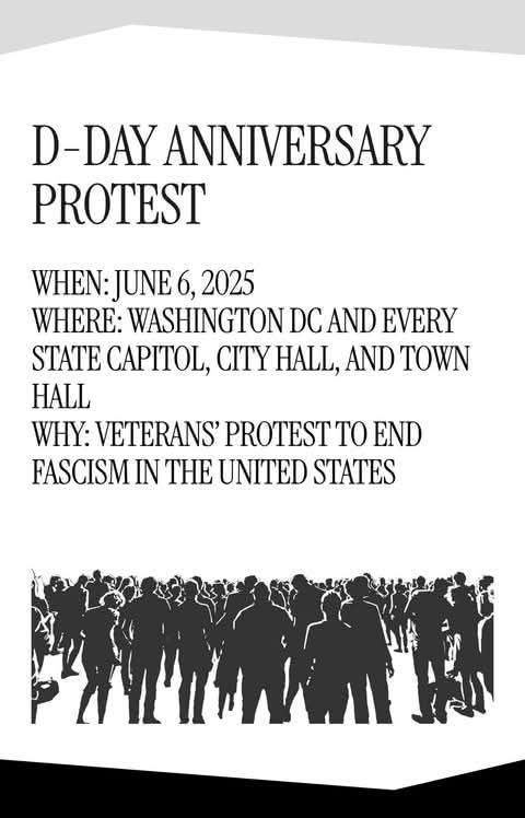 D-Day Anniversary Protest
June 6 2025
All city halls and capitals