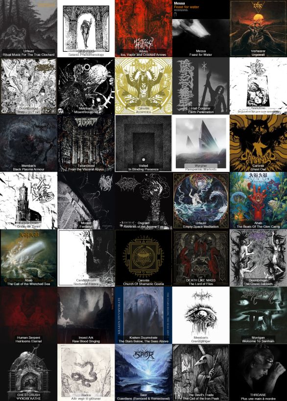 Weekly album chart 14/2025 of lastfm user halbeard:

    Urfaust - Ritual Music For The True Clochard - 11 plays
    Hail Conjurer - Satanic Phenomenology - 9 plays
    Kêres - Ice, Vapor and Crooked Arrows - 9 plays
    Messa - Feast for Water - 9 plays
    Verheerer - Urgewalt - 9 plays

    Doombringer - Walpurgis Fires - 8 plays
    Membaris - Misanthrosophie - 8 plays
    Caronte - Ascension - 7 plays
    Hail Conjurer - Earth Penetration - 7 plays
    Kwade Droes - De Duivel en zijn gore oude kankermoer - 7 plays

    Membaris - Black Plasma Armour - 7 plays
    Teitanblood - From the Visceral Abyss - 7 plays
    Veiled - In Blinding Presence - 7 plays
    Wyrgher - Panspermic Warlords - 7 plays
    Caronte - Ghost Owl - 6 plays

    Kwade Droes - Onder de Toren - 6 plays
    Morast - Fentanyl - 6 plays
    Osgraef - Reveries of the Arcane Eye - 6 plays
    Urfaust - Empty Space Meditation - 6 plays
    Ahab - The Boats Of The Glen Carrig - 5 plays

    Ahab - The Call of the Wretched Sea - 5 plays
    Candelabrum - Nocturnal Trance - 5 plays
    Caronte - Church Of Shamanic Goetia - 5 plays
    DEATH LIKE MASS - The Lord of Flies - 5 plays
    Doombringer - The Grand Sabbath - 5 plays

    Human Serpent - Heirlooms Eternal - 5 plays
    Insect Ark - Raw Blood Singing - 5 plays
    Kraken Duumvirate - The Stars Below, The Seas Above - 5 plays
    Membaris - Grenzgänger - 5 plays
    Morrigan - Welcome To Samhain - 5 plays

    CHESTCRUSH - ΨΥΧΟΒΓΑΛΤΗΣ - 4 plays
    Naðra - Allir vegir til glötunar - 4 plays
    Saor - Guardians (Remixed & Remastered) - 4 plays
    The Devil's Trade - The Call of the Iron Peak - 4 plays
    THROANE - Plus une main à mordre - 4 plays