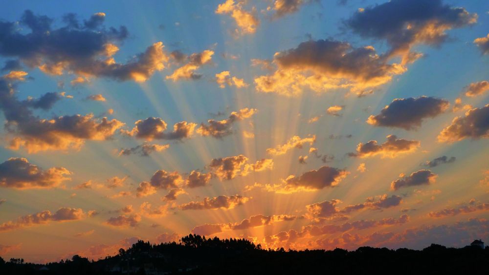 Crepuscular rays at dawn.