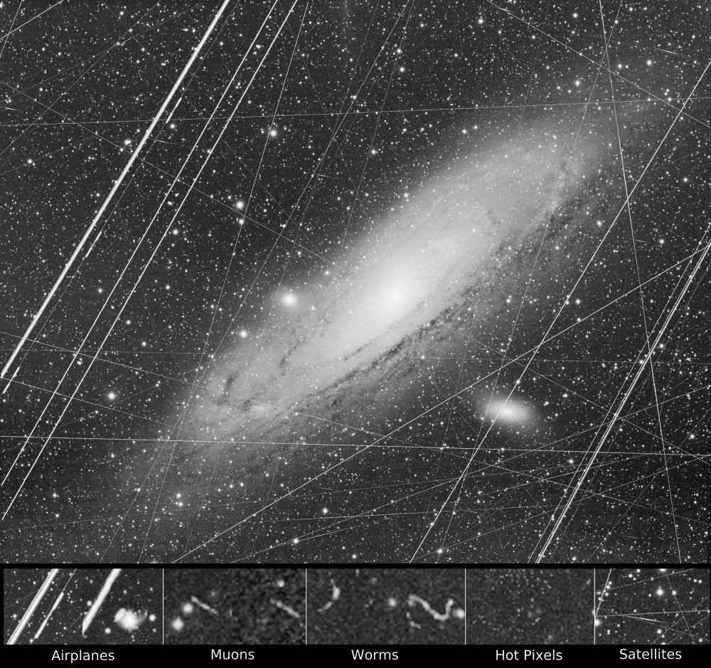 Traces on long exposure M31 image