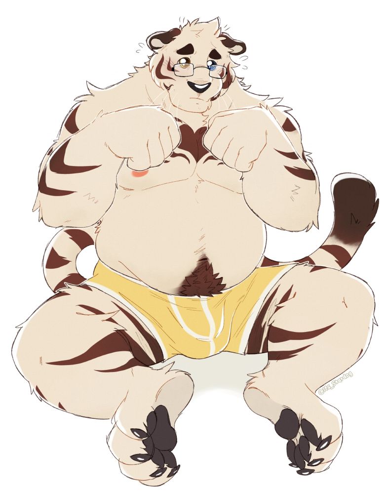 Don't fall for that look. He just had treats and doesn't need anymore.

comm, Frost, frost byte, Tiger, white tiger, undies, paws, stardog