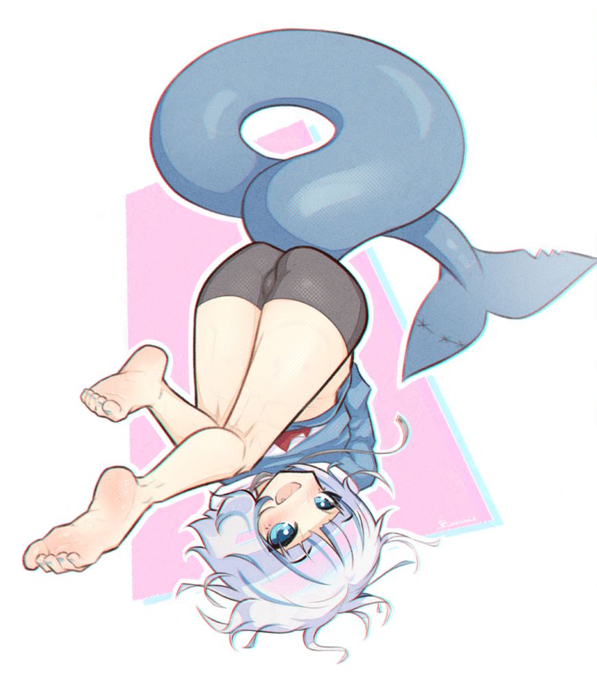 gawr gura in a neckbreaking pose...