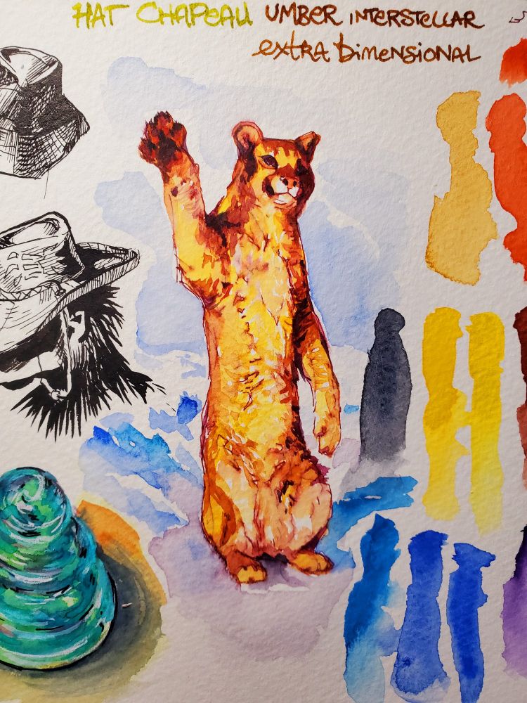 watercolor painting of a young cougar based on a photo by Jim Braswell