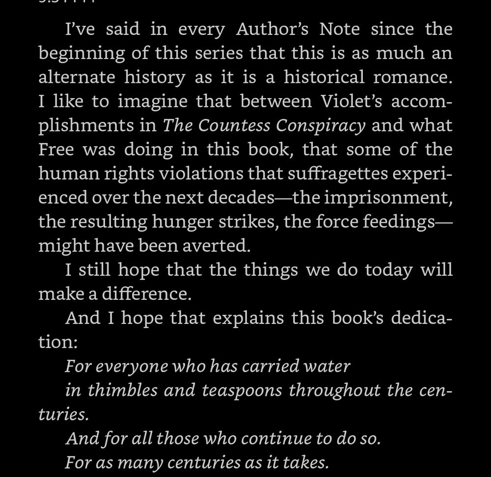 Authors note for The Suffragette Scandal, talking about the ongoing work