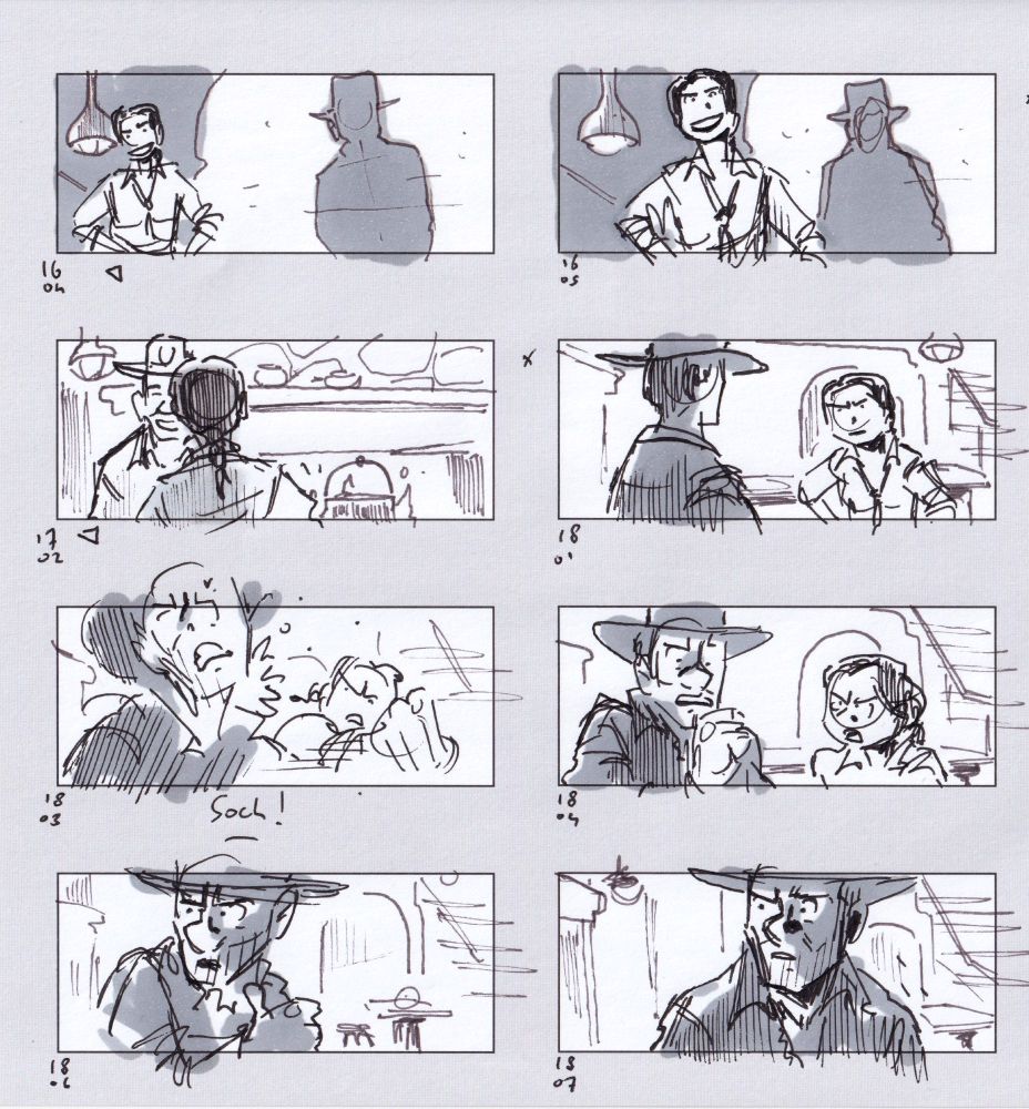Detail of film studies (reversed storyboards) from Raiders of the Lost Ark. (2)