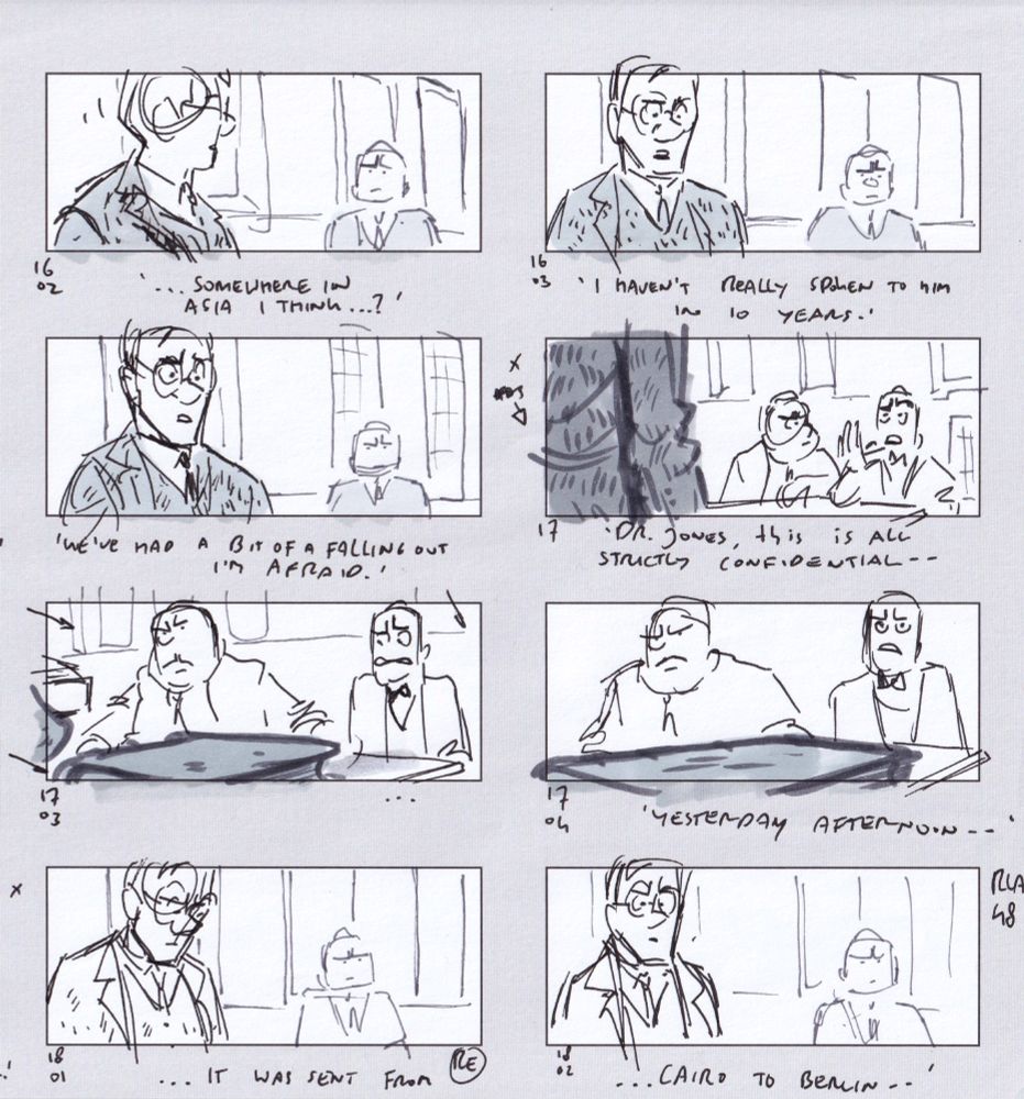 Detail of film studies (reversed storyboards) from Raiders of the Lost Ark. (1)