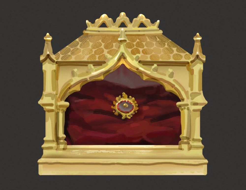 digital painting of antique catholic reliquary display casket