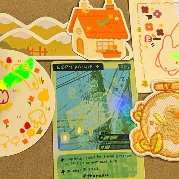 Original art sun catcher, magnet and patch from artist thanksxu on instagram and twitter 