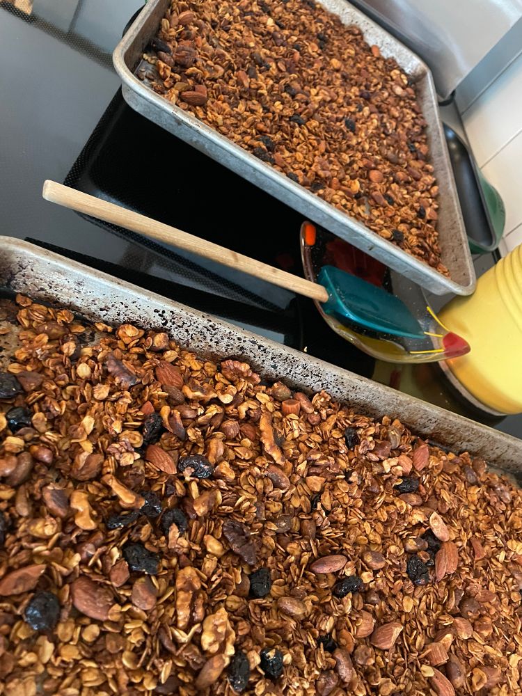 two trays of homemade granola 
